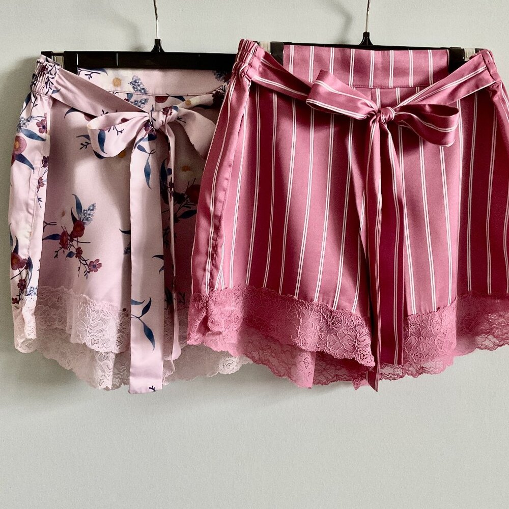 Simons Pink Floral and Striped Pajama Shorts